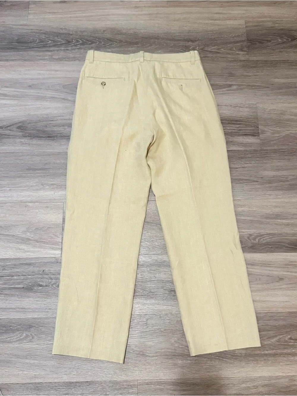 Brooks Brothers Khaki Pleated Linen Pants in Light Beige